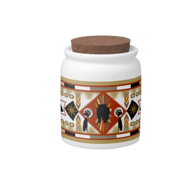 Native American Bear Clan Candy Jar (Front)