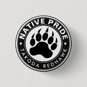 Native American Bear Paw Logo Personalized Name Button