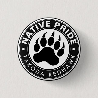 Native American Bear Paw Logo Personalized Name Button