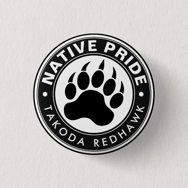 Native American Bear Paw Logo Personalized Name Button (Front)