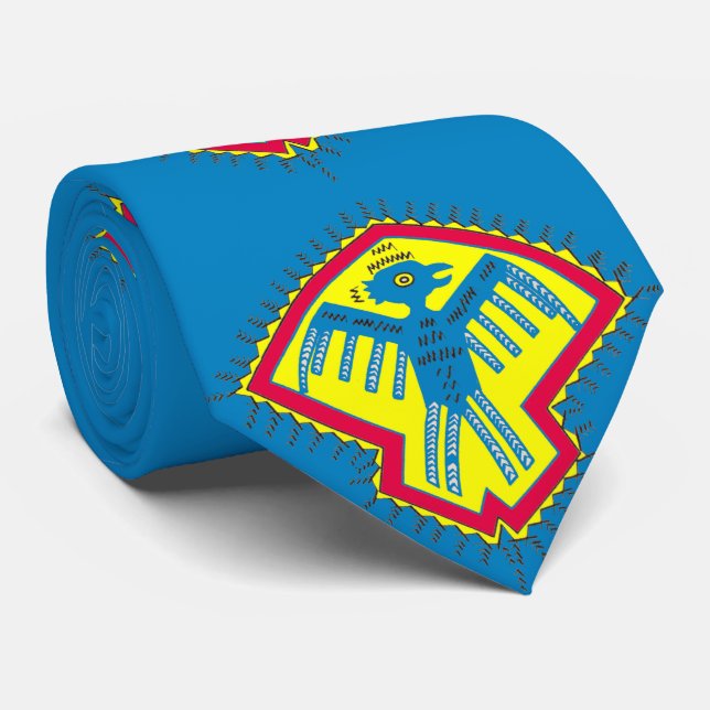 Native American bird print Neck Tie (Rolled)