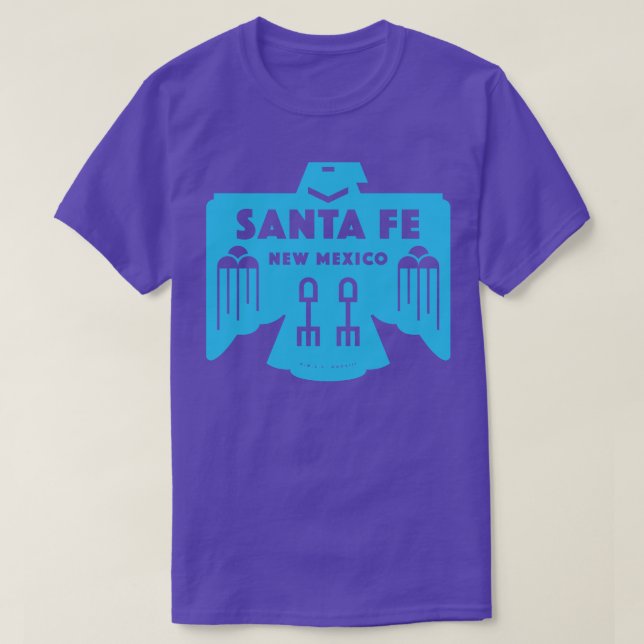 Native American Bird Santa Fe New Mexico Blue T-Shirt (Design Front)