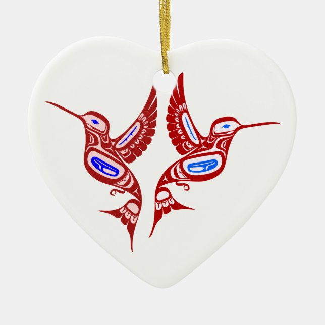 Native American birds Ceramic Ornament (Front)