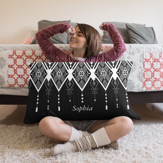 Native American Black And White Custome Accent Pillow (Creator Uploaded)