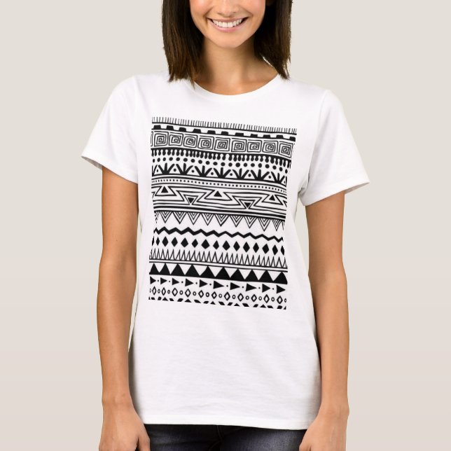 Native American  Black and White Pattern Womens T-Shirt (Front)