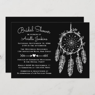 Native American Black Dreamcatcher Bridal Shower Invitation
