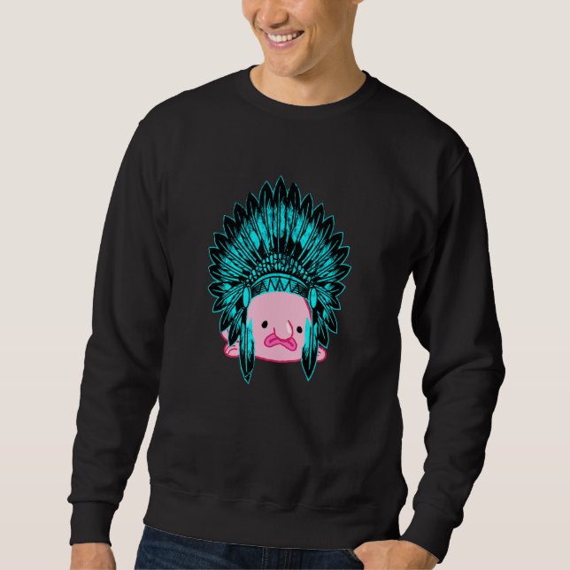 Native American Blobfish Costume Ugly Indian Chief Sweatshirt (Front)