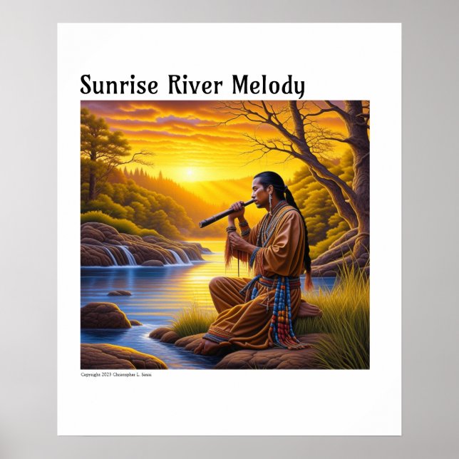 Native-American blue and Yellow  Digital scenic Poster (Front)