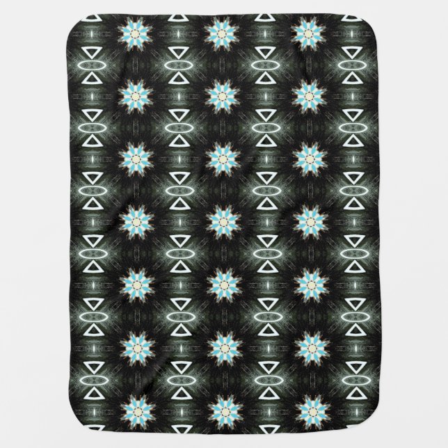native american blue star-burst baby blanket (Front)