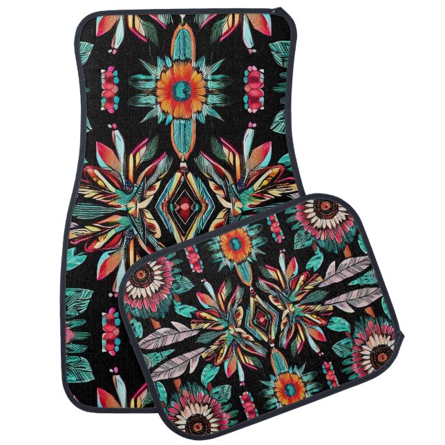 Native American Bohemain Car Floor Mat (Set)