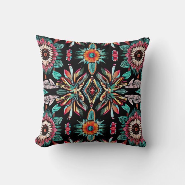 Native American Bohemain Throw Pillow (Front)