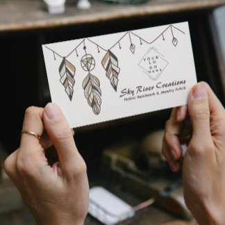 Native American Boho Feather Artisans Craftspeople Business Card