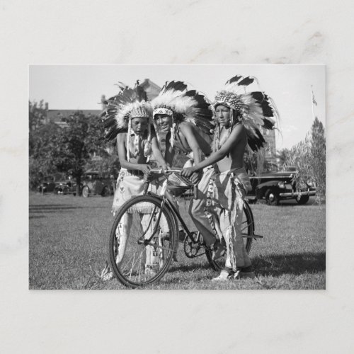 Native American Boys 1930s Postcard