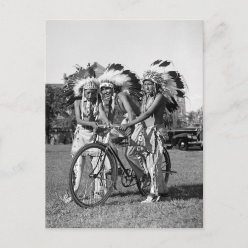 Native American Boys 1930s Postcard