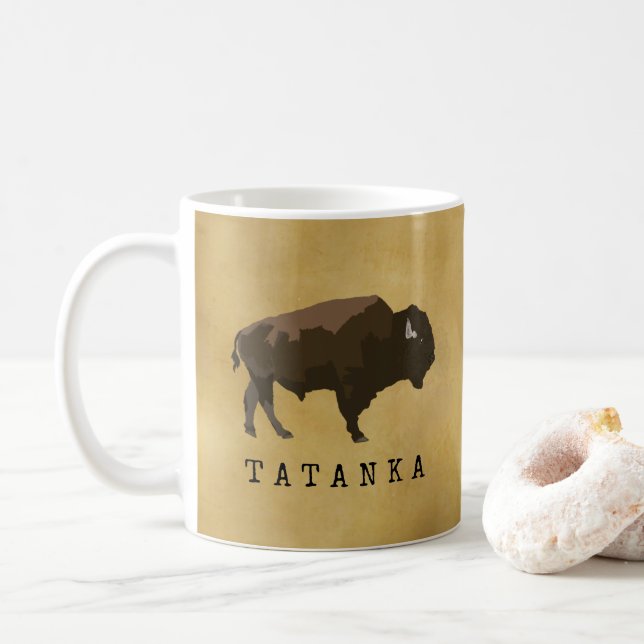 Native American Buffalo | Bison | Tatanka Drawing Coffee Mug (With Donut)