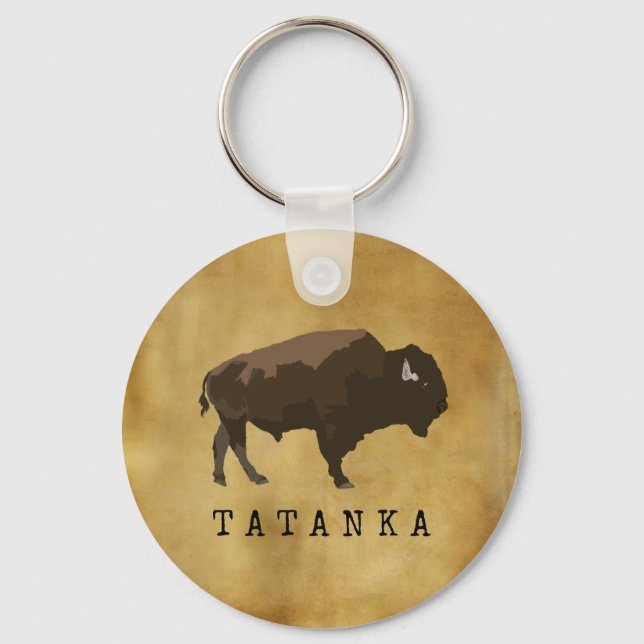 Native American Buffalo | Bison | Tatanka Drawing Keychain (Front)