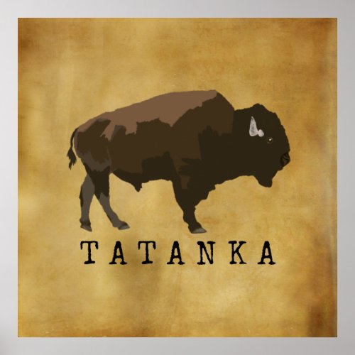 Native American Buffalo  Bison  Tatanka Drawing Poster