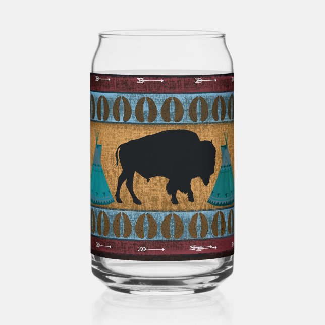 Native American Buffalo Can Glass (Front)
