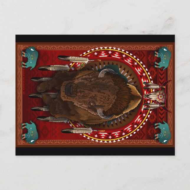 Native American Buffalo design print Postcard (Front)