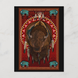 Native American Buffalo design print Postcard
