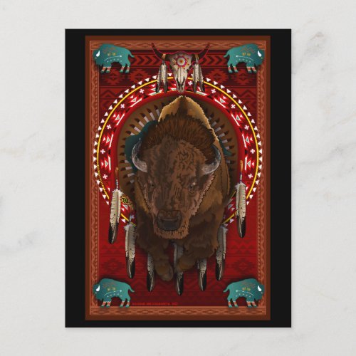 Native American Buffalo design print Postcard