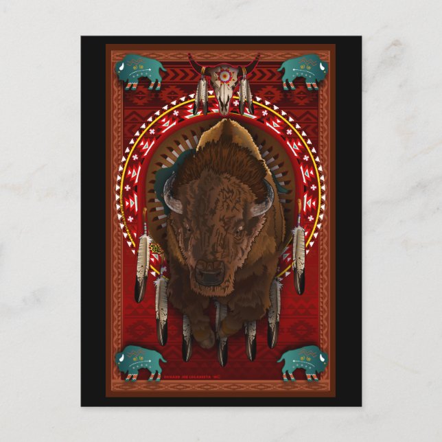 Native American Buffalo design print Postcard (Front)