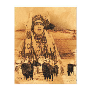 Native American Buffalo Gallery wrapped print