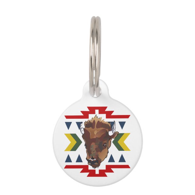 Native American Buffalo Pet ID Tag (Front)