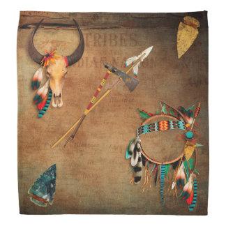 Native American Buffalo Skull arrowhead Indian Bandana
