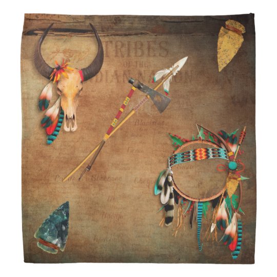 Native American Buffalo Skull arrowhead Indian Bandana | Zazzle.com