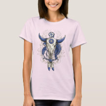 Native American BULL SKULL blue