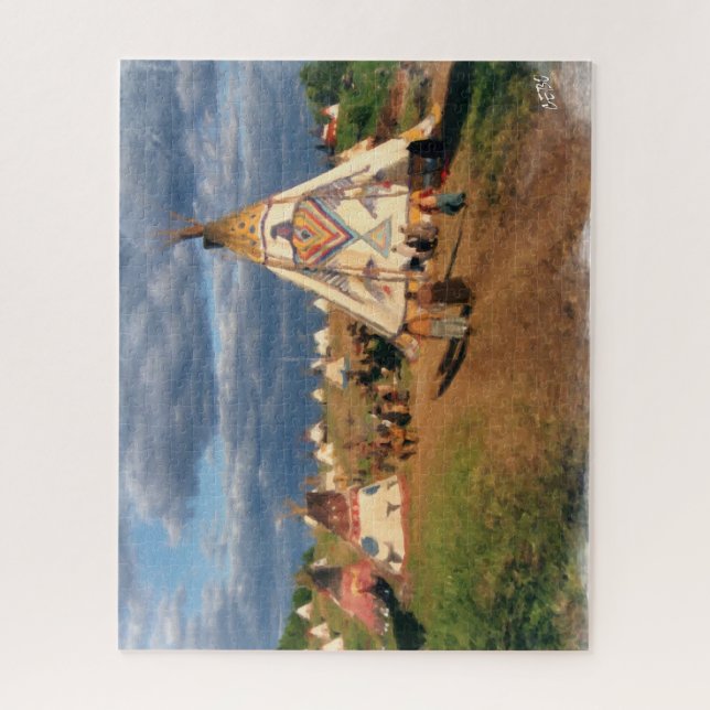 Native American camp with tipis Jigsaw Puzzle (Vertical)
