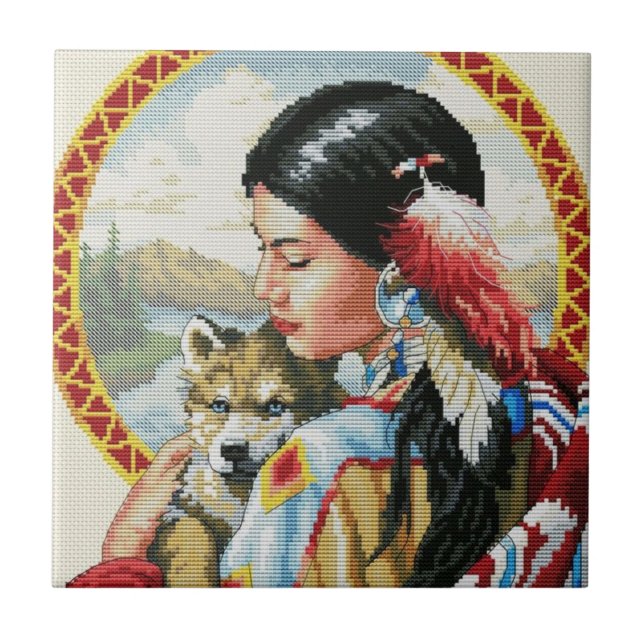 Native American  Ceramic Tile (Front)