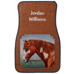 Native American Chestnut Pinto Horse Copper Car Floor Mat