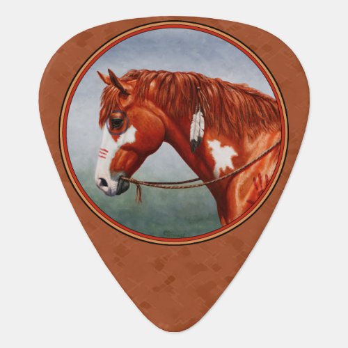 Native American Chestnut Pinto Horse Copper Guitar Pick