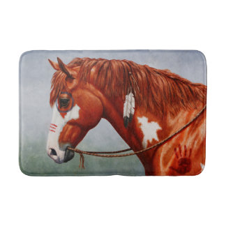 Native American Chestnut Pinto War Horse Bathroom Mat