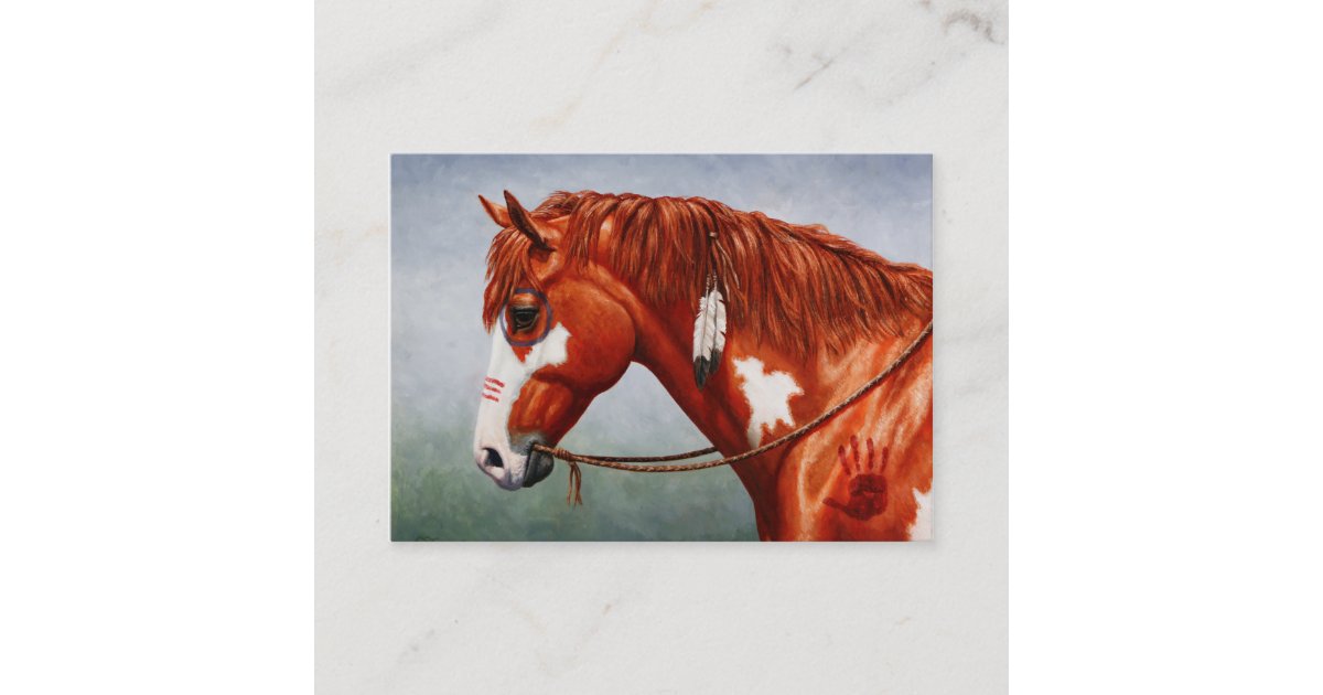Native American Chestnut Pinto War Horse Business Card Zazzle