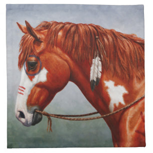 Native American Chestnut Pinto War Horse Cloth Napkin