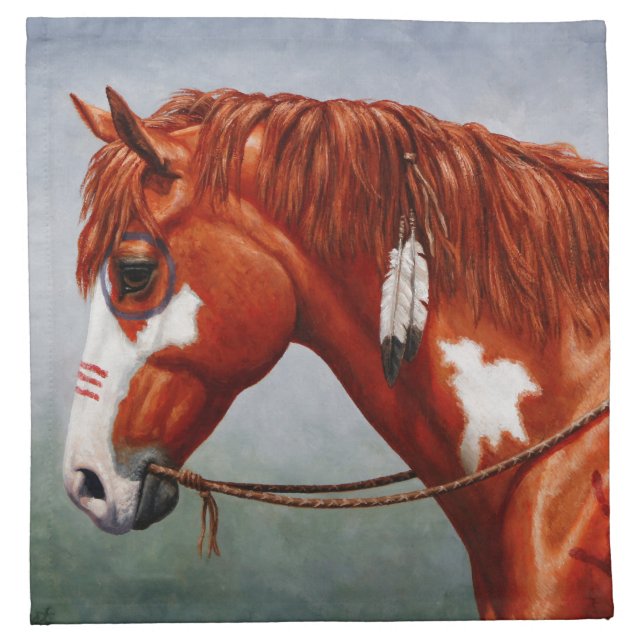 Native American Chestnut Pinto War Horse Cloth Napkin (Front)