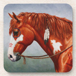 Native American Chestnut Pinto War Horse Coaster