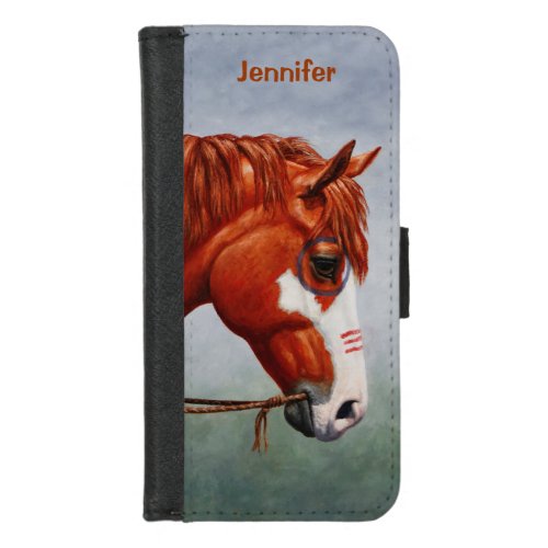 Native American Chestnut Pinto War Horse iPhone 87 Wallet Case
