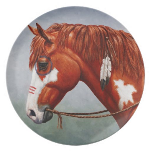 Native American Chestnut Pinto War Horse Party Plates | Zazzle