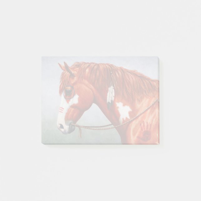 Native American Chestnut Pinto War Horse Post-it Notes (Front)
