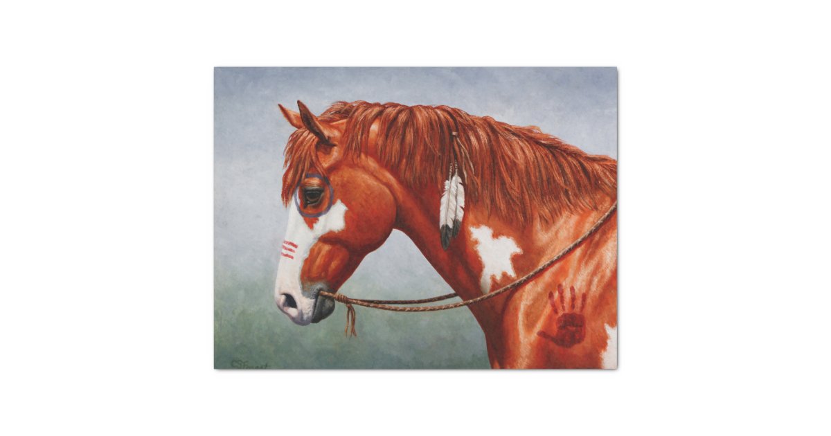 Native American Chestnut Pinto War Horse Tissue Paper Zazzle Com