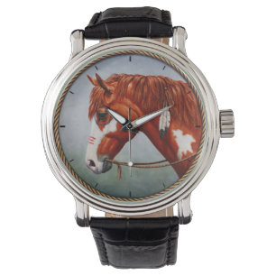 Native American Chestnut Pinto War Horse Watch