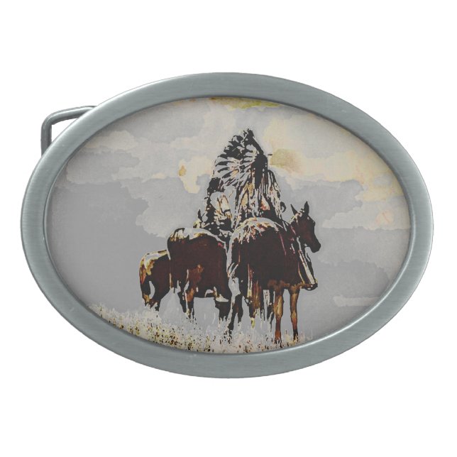 Native American Chief Belt Buckle (Front)