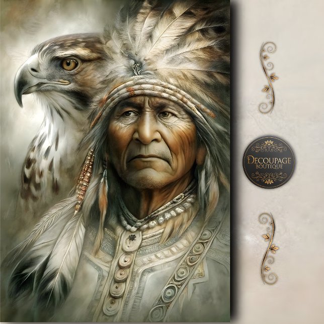 Native American Chief & Eagle Decoupage Tissue Paper (Native Chief & Eagle Decoupage Tissue Paper)