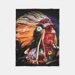 Native American Chief Fleece Blanket