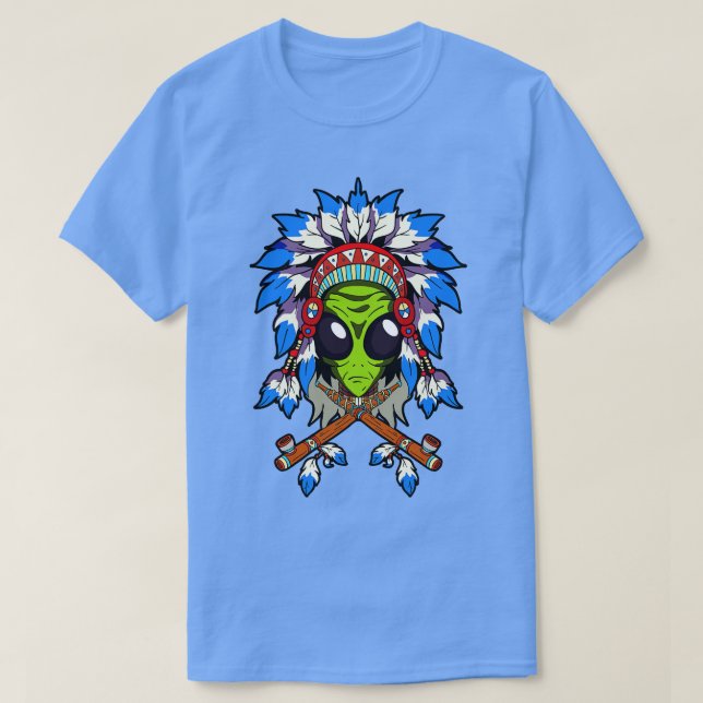 Native American  Chief Indian Headdress Space T-Shirt (Design Front)