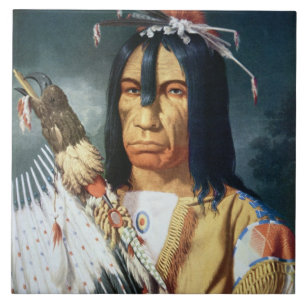 Native American Chief of the Cree people of Canada Ceramic Tile